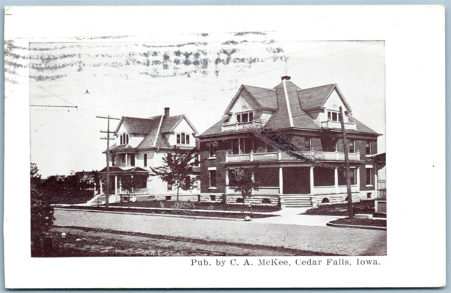 CEDAR FALLS IA STREET VIEW 1913 ANTIQUE POSTCARD