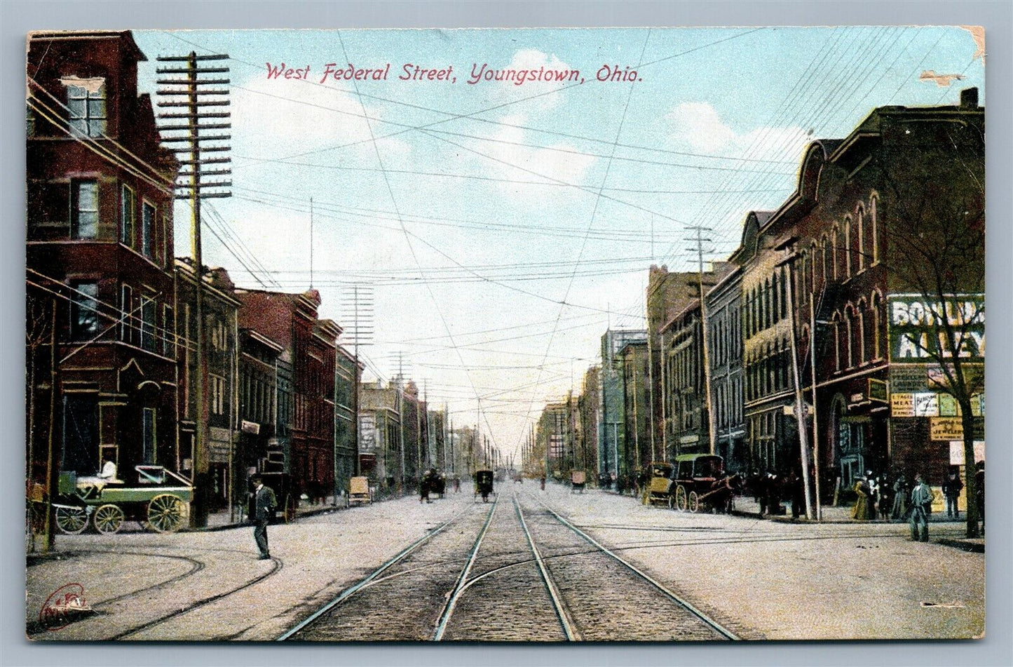 YOUNGSTOWN OH WEST FEDERAL STREET UNDIVIDED ANTIQUE POSTCARD