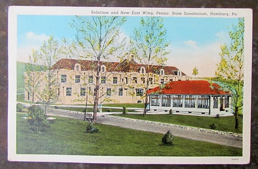 VINTAGE POSTCARD SOLARIUM & NEW EAST WING PENNA STATE SANATORIUM HAMBURG PA