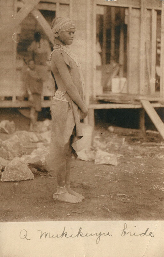 AFRICAN YOUNG BRIDE ANTIQUE REAL PHOTO POSTCARD RPPC