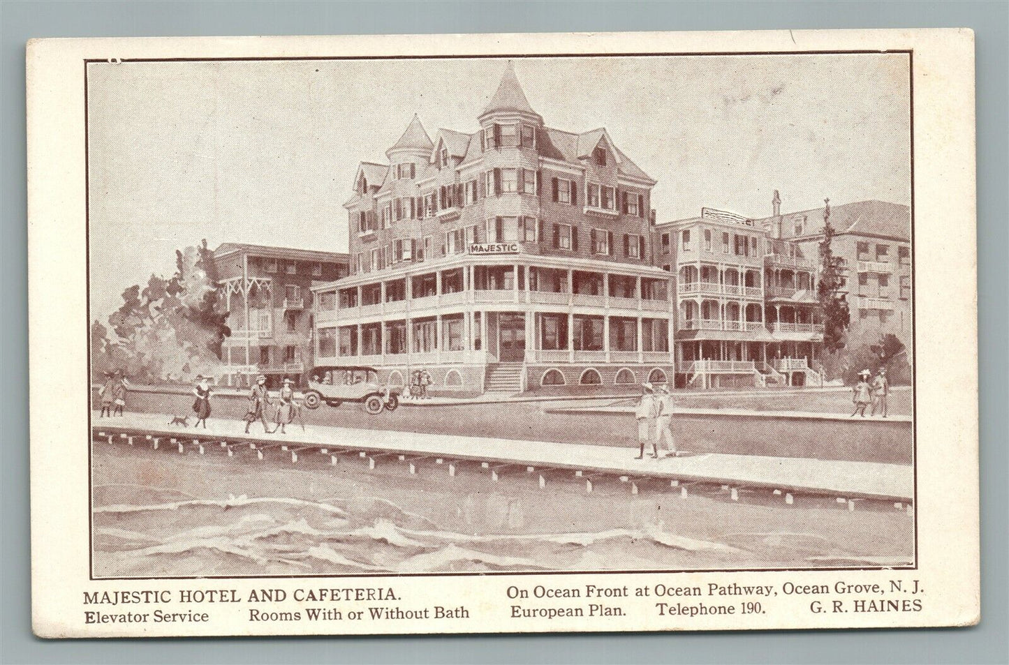 OCEAN GROVE NJ MAJESTIC HOTEL & CAFETERIA ANTIQUE POSTCARD
