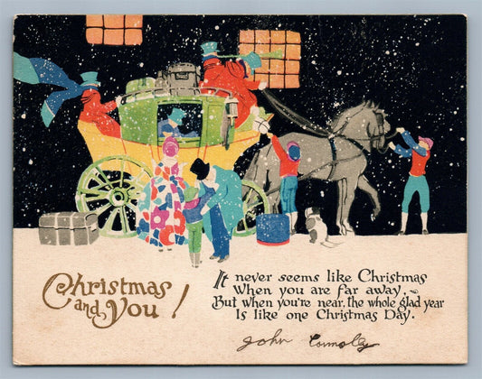 CHRISTMAS AND YOU VINTAGE POSTCARD