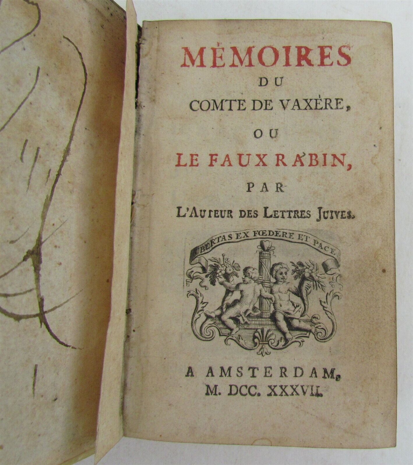 1737 MEMOIRES DU COMTE DE VAXERE OU LE FAUX RABIN antique vellum bound Judaica