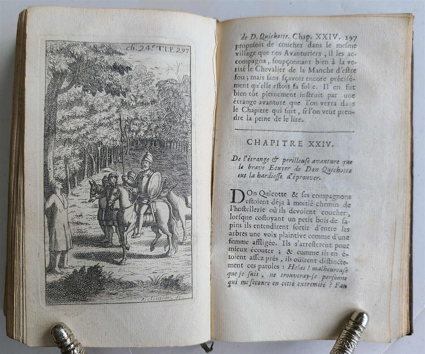 1716 DON QUIXOTE DE LA MANCHE 2 VOLS antique ILLUSTRATED RARE FRENCH EDITION