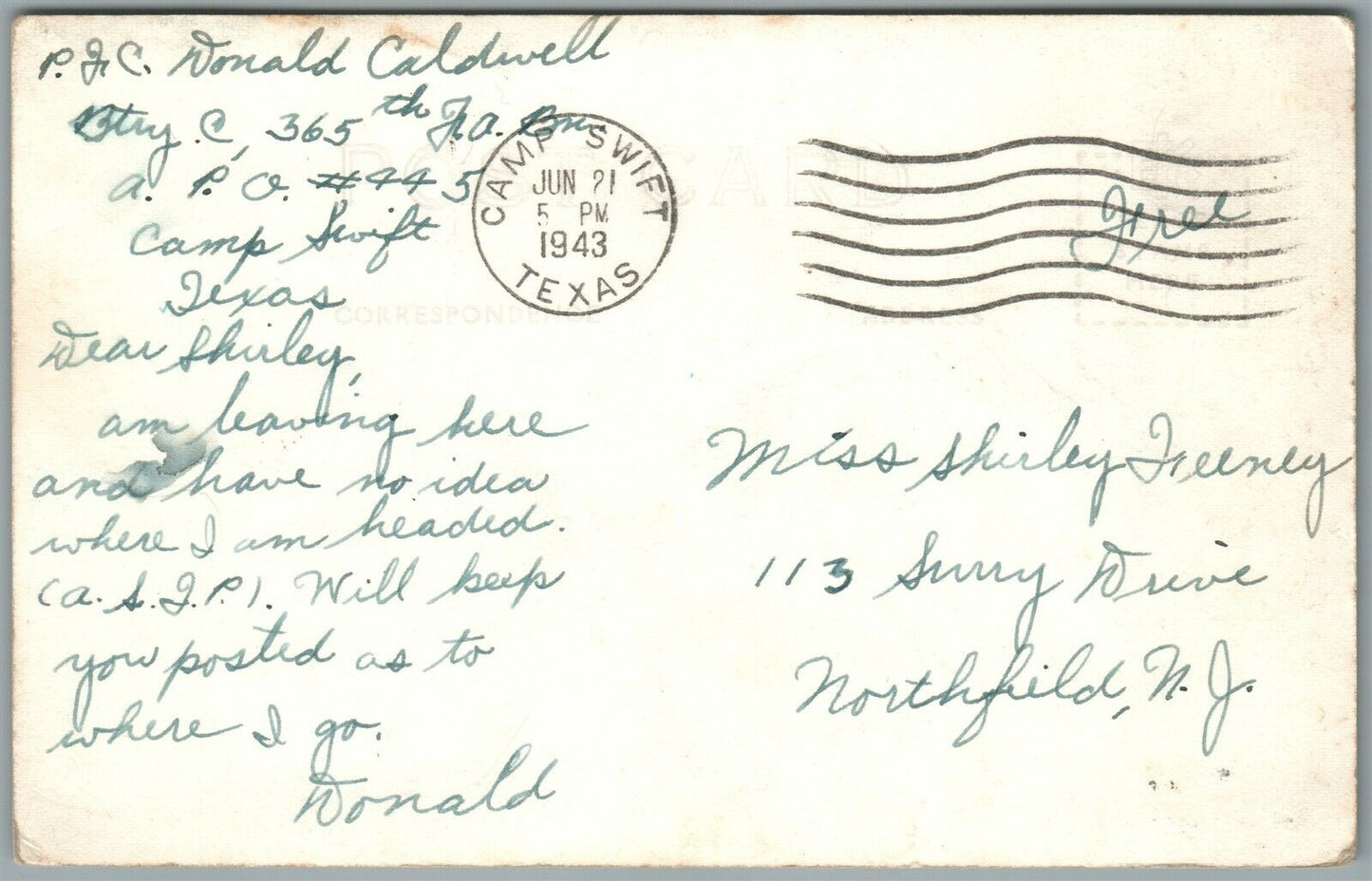 CAMP SWIFT TX CHAPEL WWII 1943 VINTAGE REAL PHOTO POSTCARD RPPC