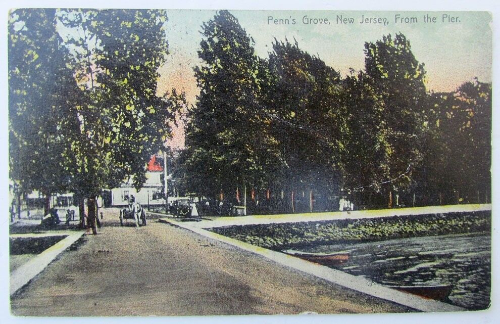 VINTAGE 1912 POSTCARD PENN'S GROVE NEW JERSEY FROM THE PIER