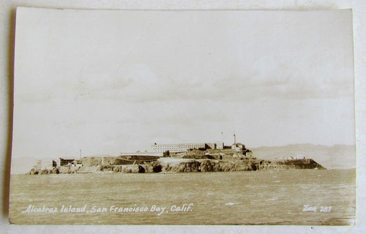 RPPC VINTAGE PHOTO POSTCARD ALCATRAZ ISLAND SAN FRANCISCO BAY CALIFORNIA