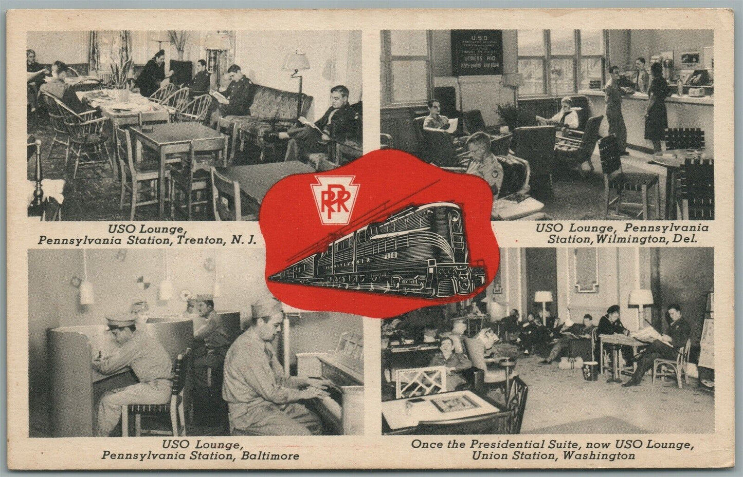 PENNSYLVANIA RAILROD USO LOUNGE VINTAGE POSTCARD