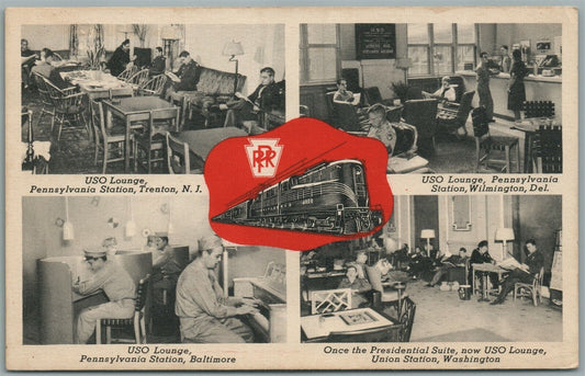 PENNSYLVANIA RAILROD USO LOUNGE VINTAGE POSTCARD