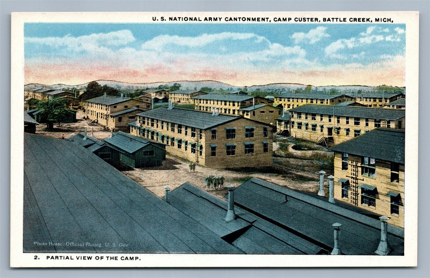 BATTLE CREEK MI US NATIONAL ARMY CANTONMENT CAMP CUSTER ANTIQUE POSTCARD