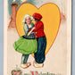 TO MY VALENTINE 1913 ANTIQUE POSTCARD by JOHN WINSCH w/ DUTCH COUPLE