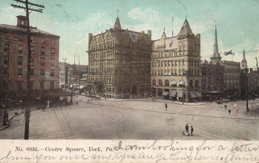 YORK PA CENTRE SQUARE 1906 UNDIVIDED ANTIQUE POSTCARD