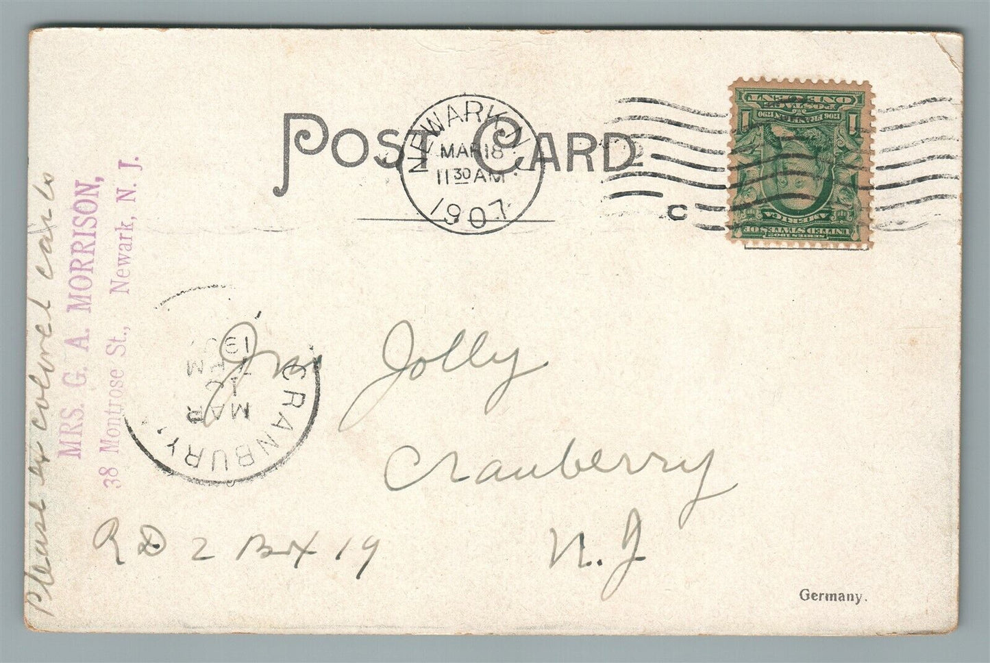 NEWARK NJ ST. COLUMBA'S R.C. CHURCH ANTIQUE POSTCARD