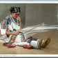PUEBLO INDIAN GIRL WEAVING A SASH ANTIQUE POSTCARD