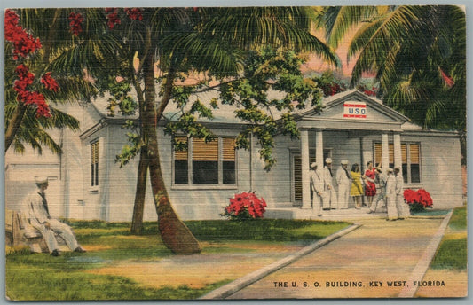KEY WEST FL U.S.O .BUILDING VINTAGE POSTCARD
