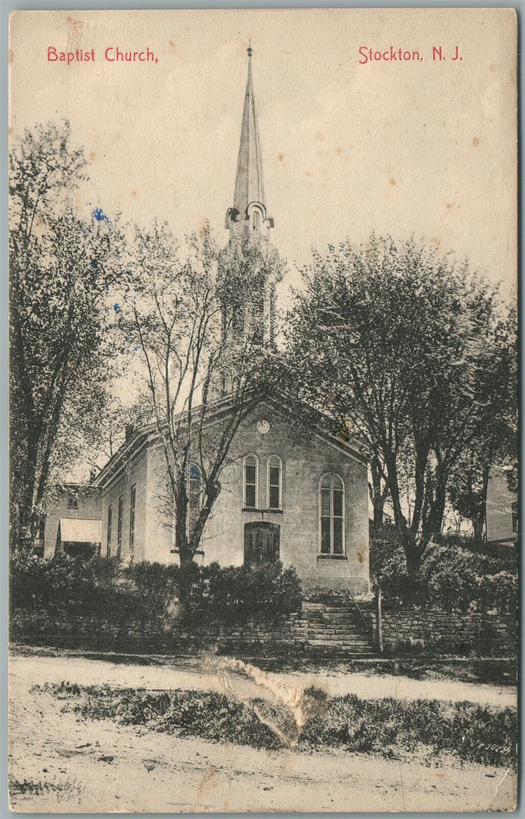 STOCKTON NJ BAPTIST CHURCH ANTIQUE POSTCARD