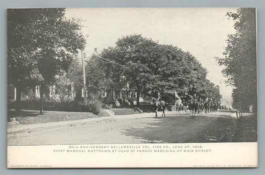 SELLERSVILLE PA FIRE COMPANY PARADE DOUBLE SIDED ANTIQUE POSTCARD