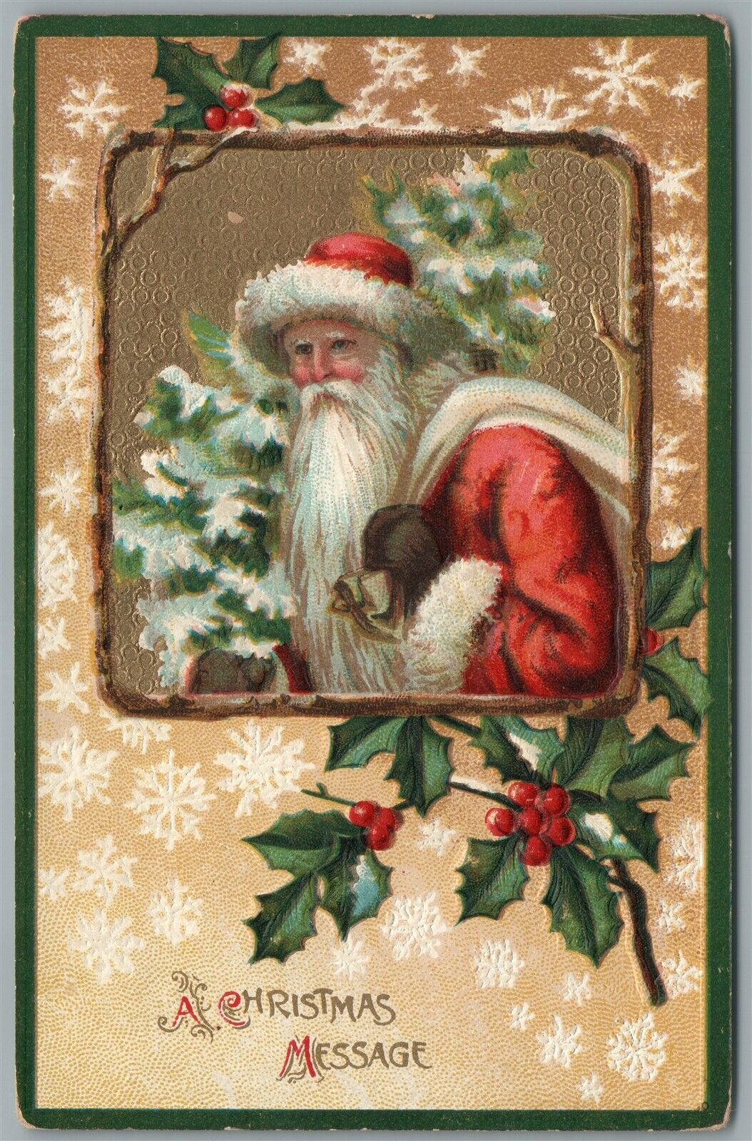 SANTA CHRISTMAS MESSAGE ANTIQUE POSTCARD