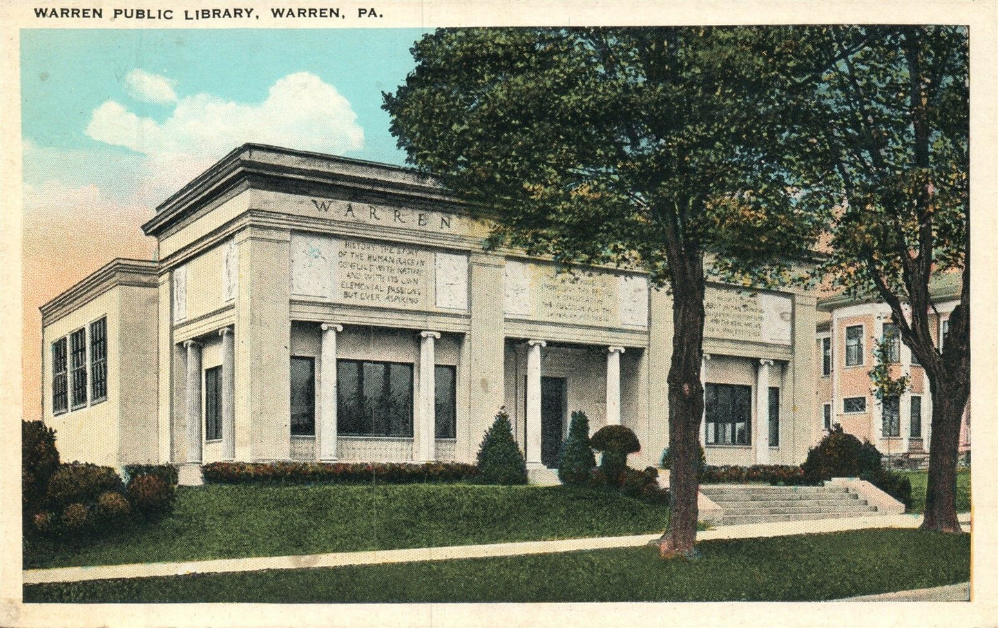 WARREN PA PUBLIC LIBRARY ANTIQUE POSTCARD