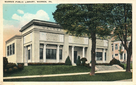 WARREN PA PUBLIC LIBRARY ANTIQUE POSTCARD