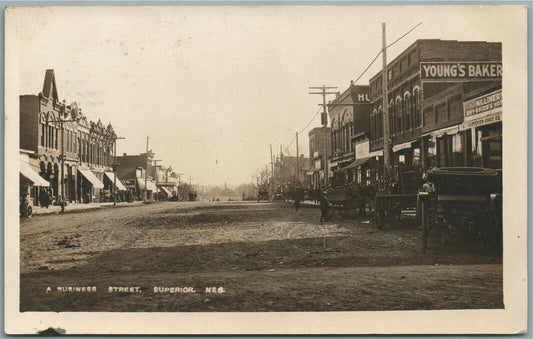 SUPERIOR NE BUSINESS STREET ANTIQUE REAL PHOTO POSTCARD RPPC