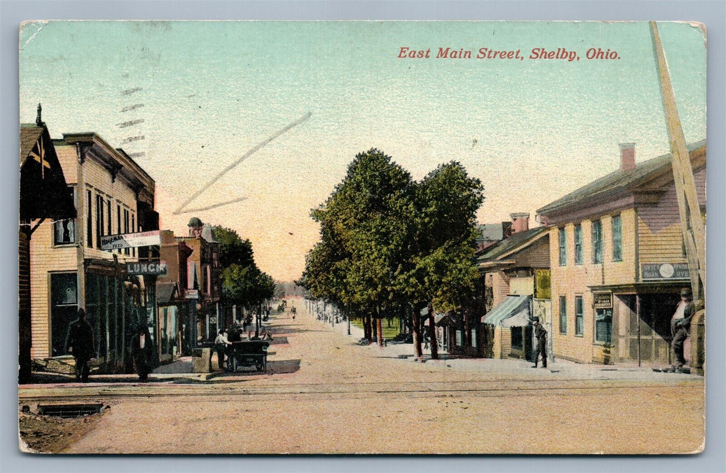 SHELBY OH EAST MAIN STREET 1916 ANTIQUE POSTCARD