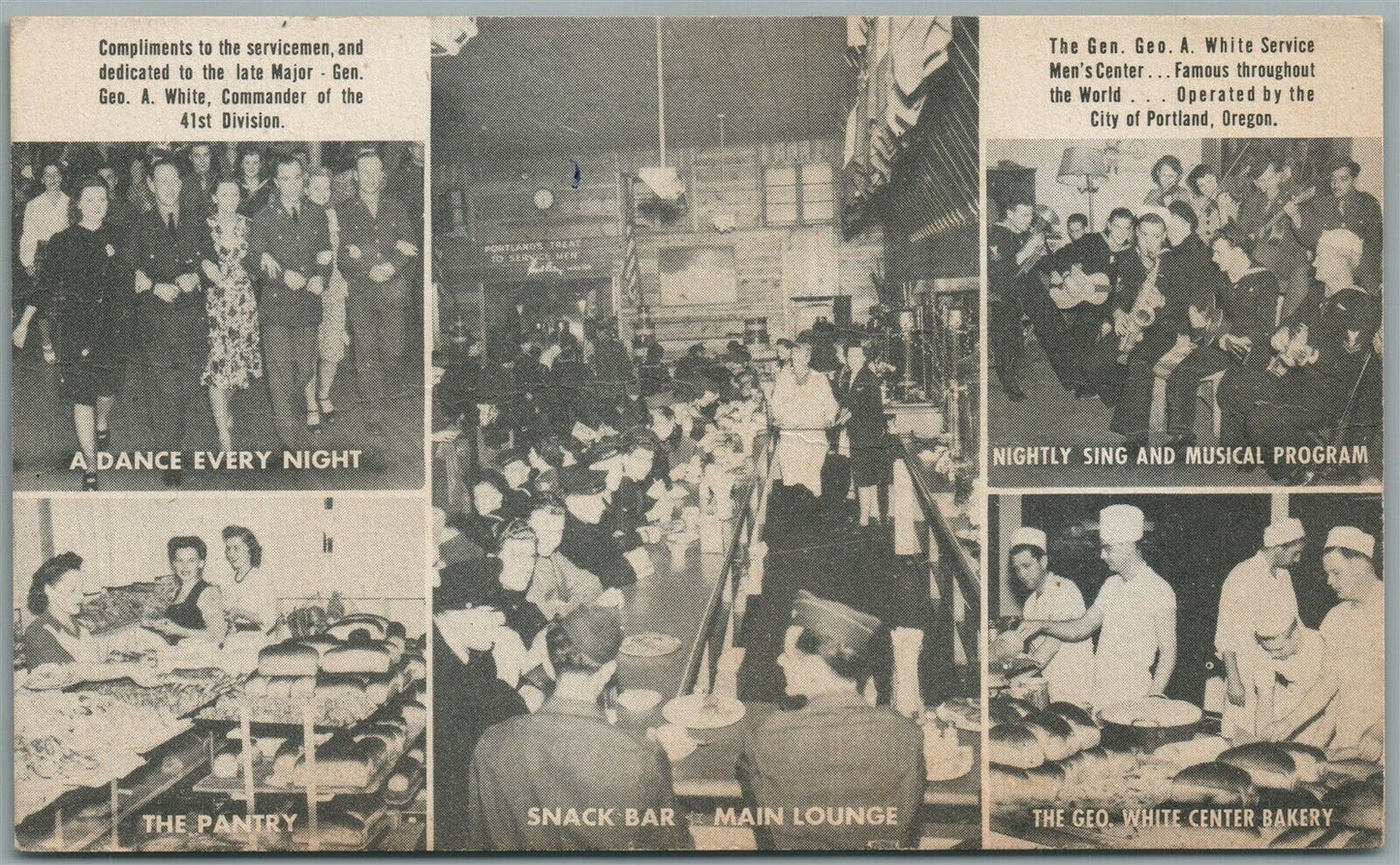 GENERAL GEO. A. WHITE SERVICE MEN'S CENTER VINTAGE POSTCARD