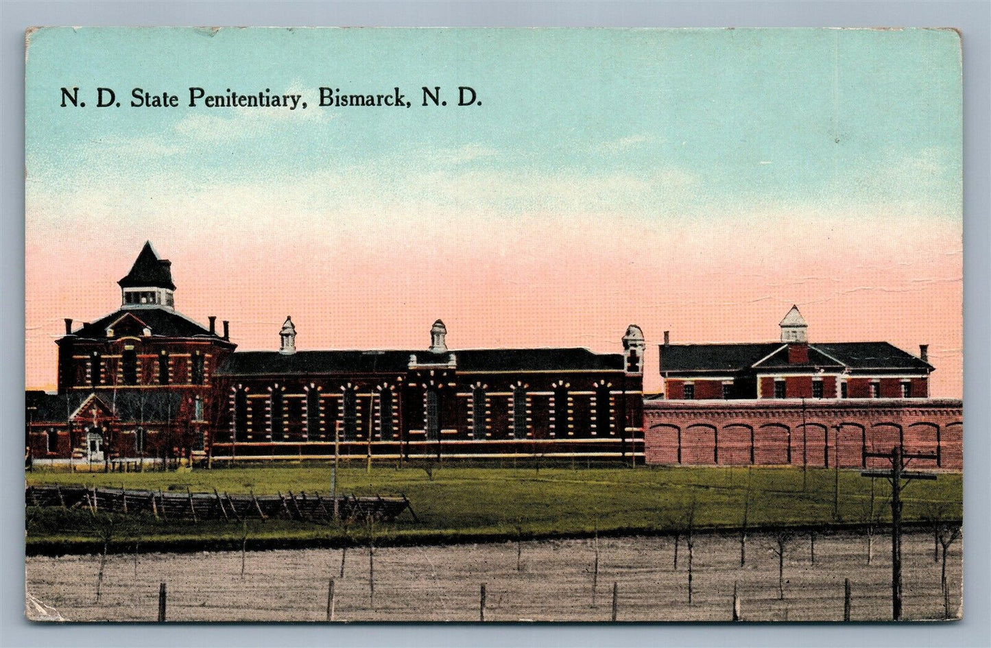 BISMARCK ND STATE PENITENTIARY ANTIQUE POSTCARD