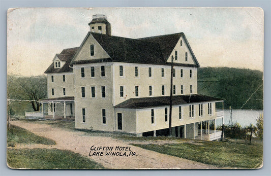 LAKE WINOLA PA CLIFTON HOTEL ANTIQUE POSTCARD