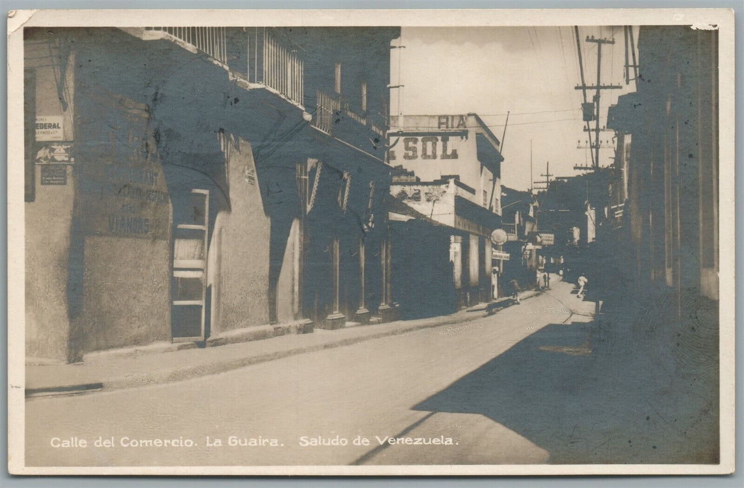 VENEZUELA CALLE DEL COMERCIO LA GUAIRA ANTIQUE REAL PHOTO POSTCARD RPPC