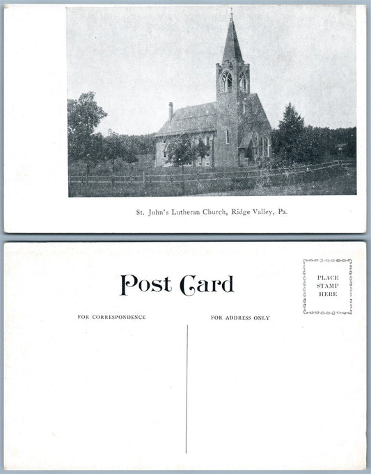 RIDGE VALLEY PA ST.JOHN'S LUTHERAN CHURCH VINTAGE POSTCARD