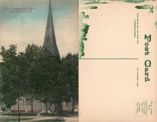 BOUND BROOK N.J. CONGREGATIONAL CHURCH ANTIQUE POSTCARD