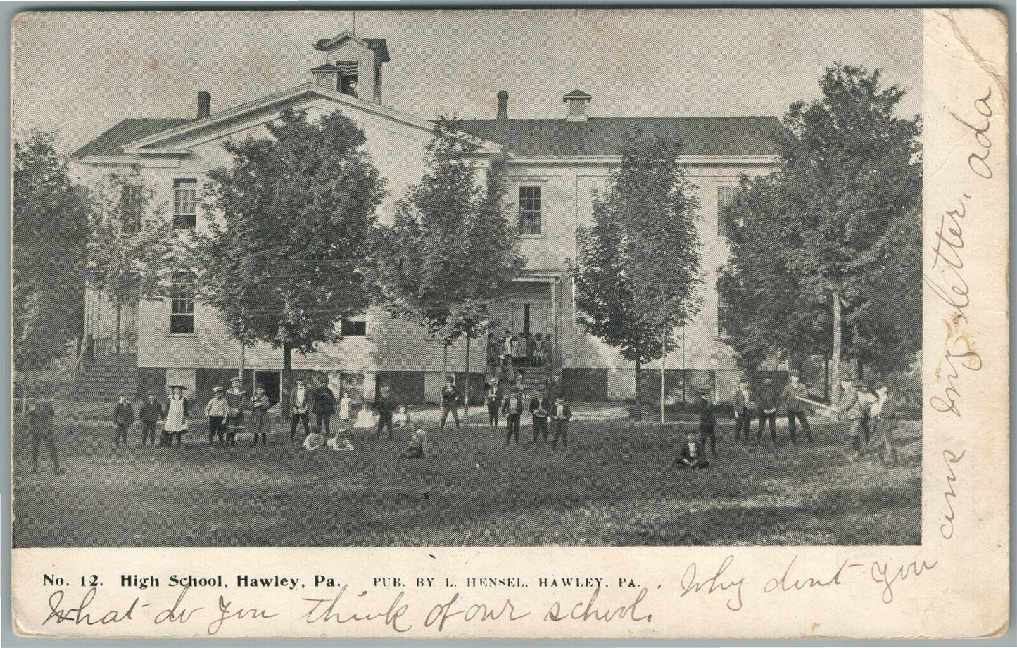 HAWLEY PA HIGH SCHOOL ANTIQUE POSTCARD private mailing card