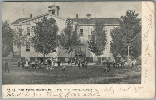 HAWLEY PA HIGH SCHOOL ANTIQUE POSTCARD private mailing card