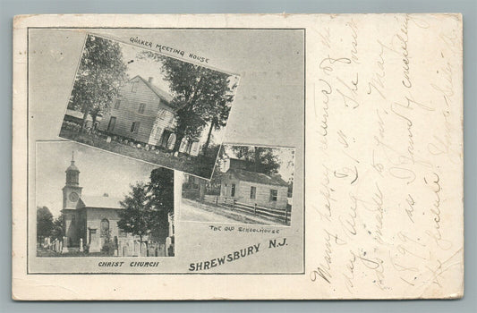 SHREWSBURY NJ VIEWS ANTIQUE POSTCARD PRIVATE MAILING CARD SCHOOL CHURCH