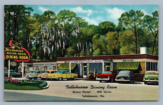 TALLAHASSEE FL MOTOR HOTEL & DINING ROOM ADVERTISING VINTAGE POSTCARD