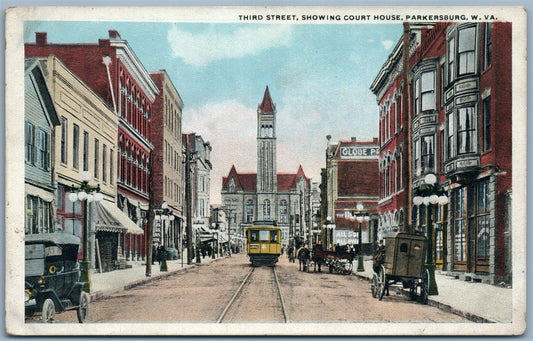 PARKERSBURG W.V. THIRD STREET COURT HOUSE ANTIQUE POSTCARD