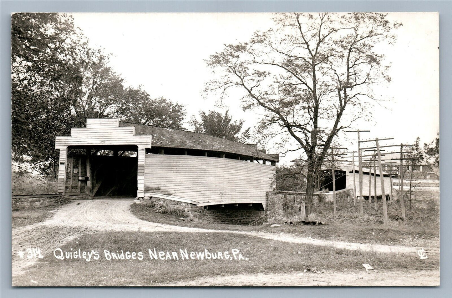 NEWBURG PA QUIGLEY'S COVERED BRIDGES ANTIQUE REAL PHOTO POSTCARD RPPC