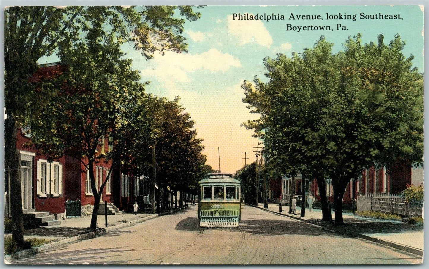 BOYERTOWN PA PHILADELPHIA AVENUE 1912 ANTIQUE POSTCARD