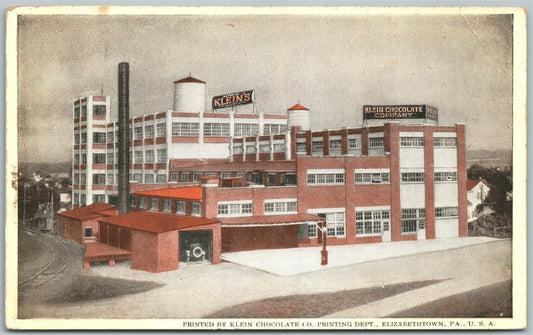 ELIZABETHTOWN PA KLEIN CHOCOLATE CO. PRINTING DEPT ANTIQUE POSTCARD