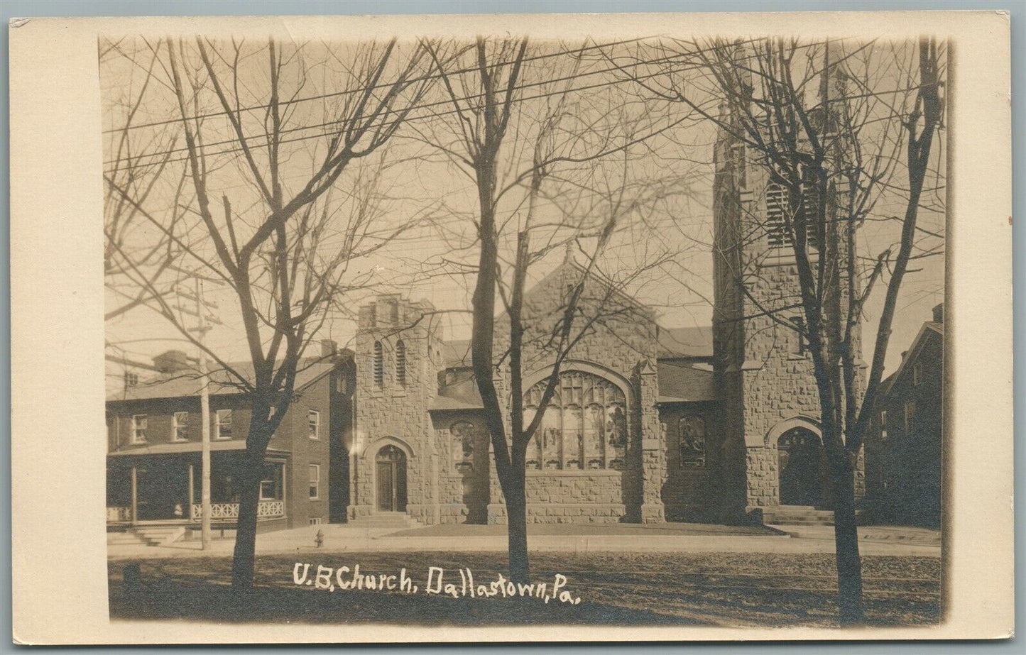 DALLASTOWN PA CHURCH ANTIQUE REAL PHOTO POSTCARD RPPC