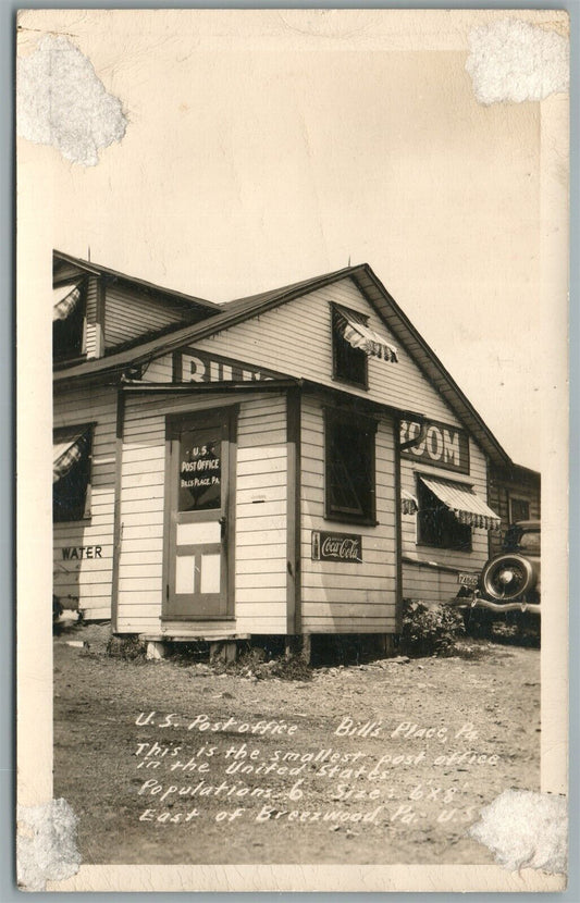 BILLS PLACE PA US POST OFFICE VINTAGE REAL PHOTO POSTCARD RPPC