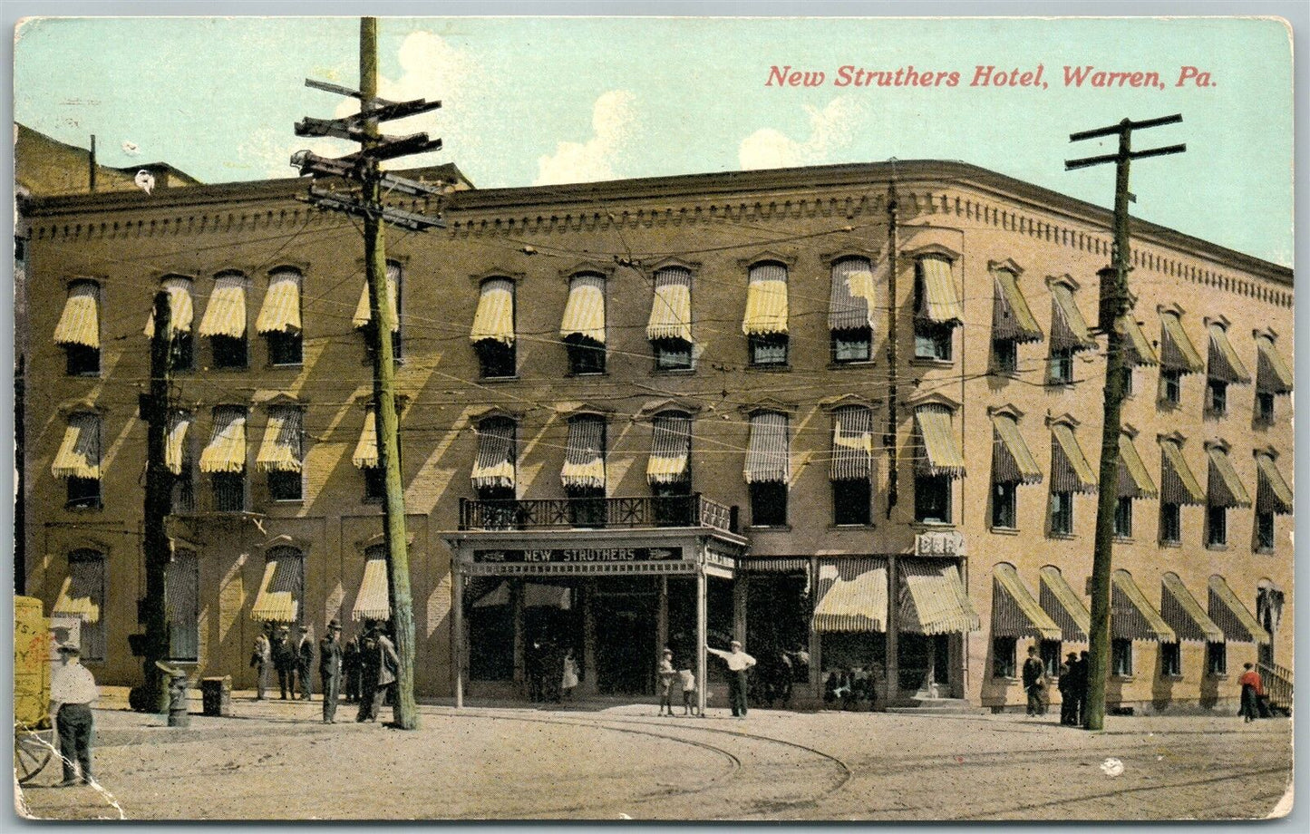 WARREN PA NEW STRUTHERS HOTEL ANTIQUE POSTCARD