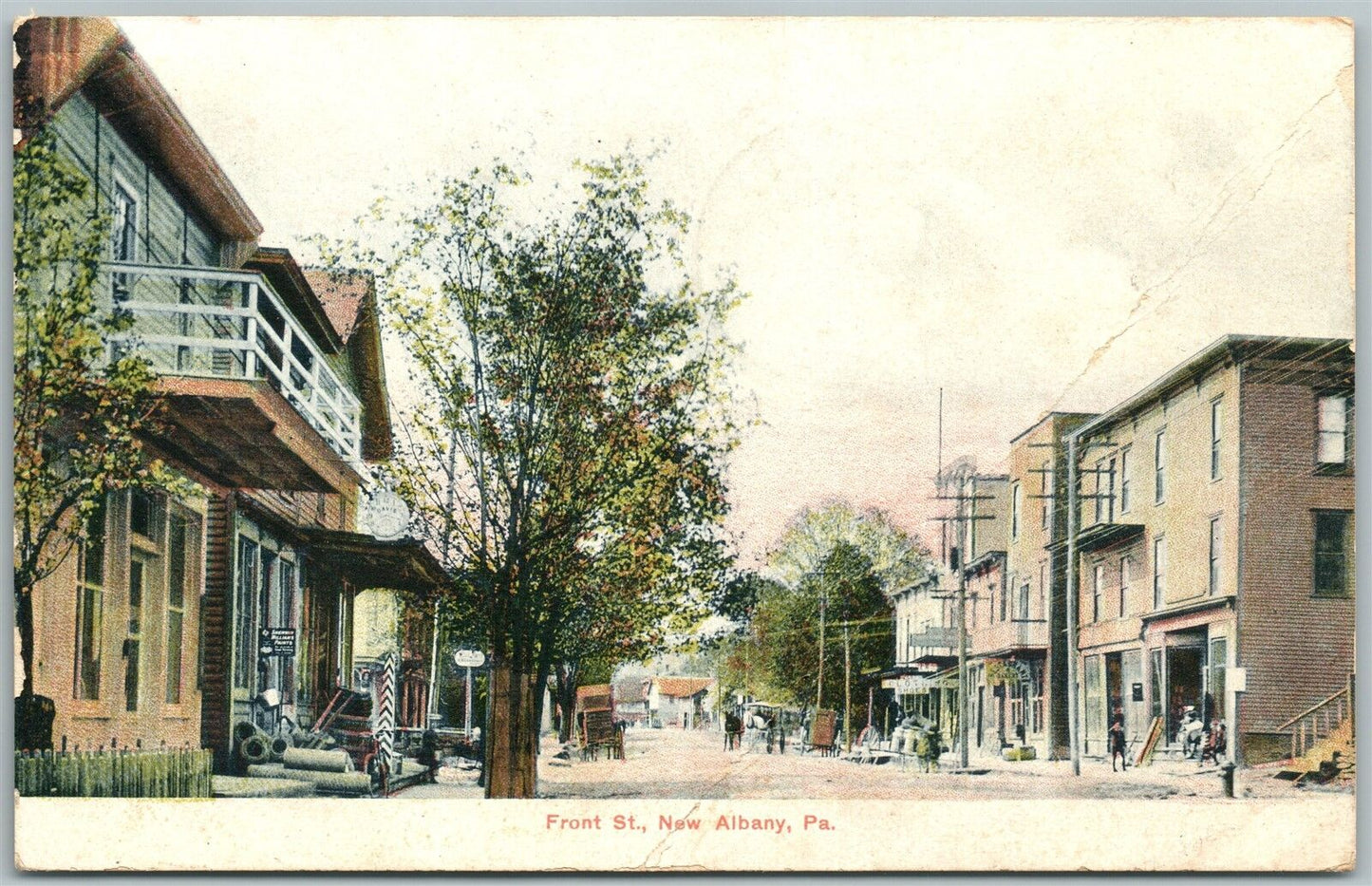 NEW ALBANY PA FRONT STREET ANTIQUE POSTCARD