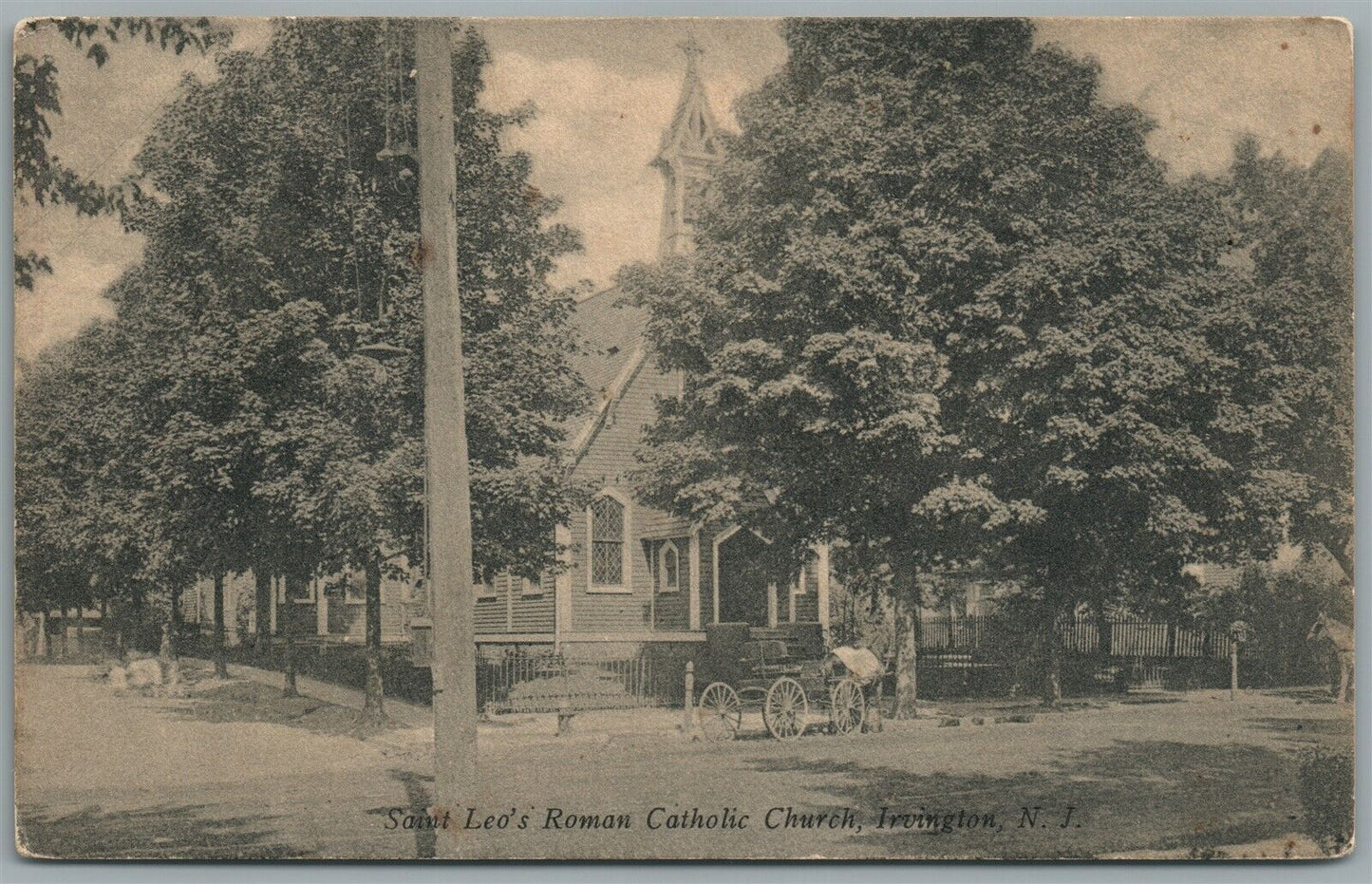 IRVINGTON NJ ST. LEO'S ROMAN CATHOLIC CHURCH ANTIQUE POSTCARD