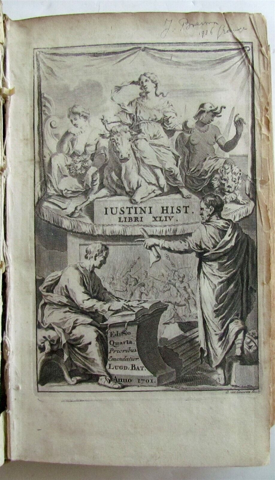 1701 HISTORIAE PHILIPPICAE by JUSTINIUS VELLUM PRIZED BINDING antique