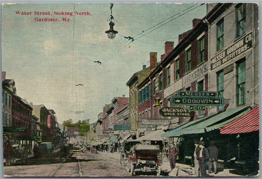 GARDINER ME WATER STREET ANTIQUE POSTCARD