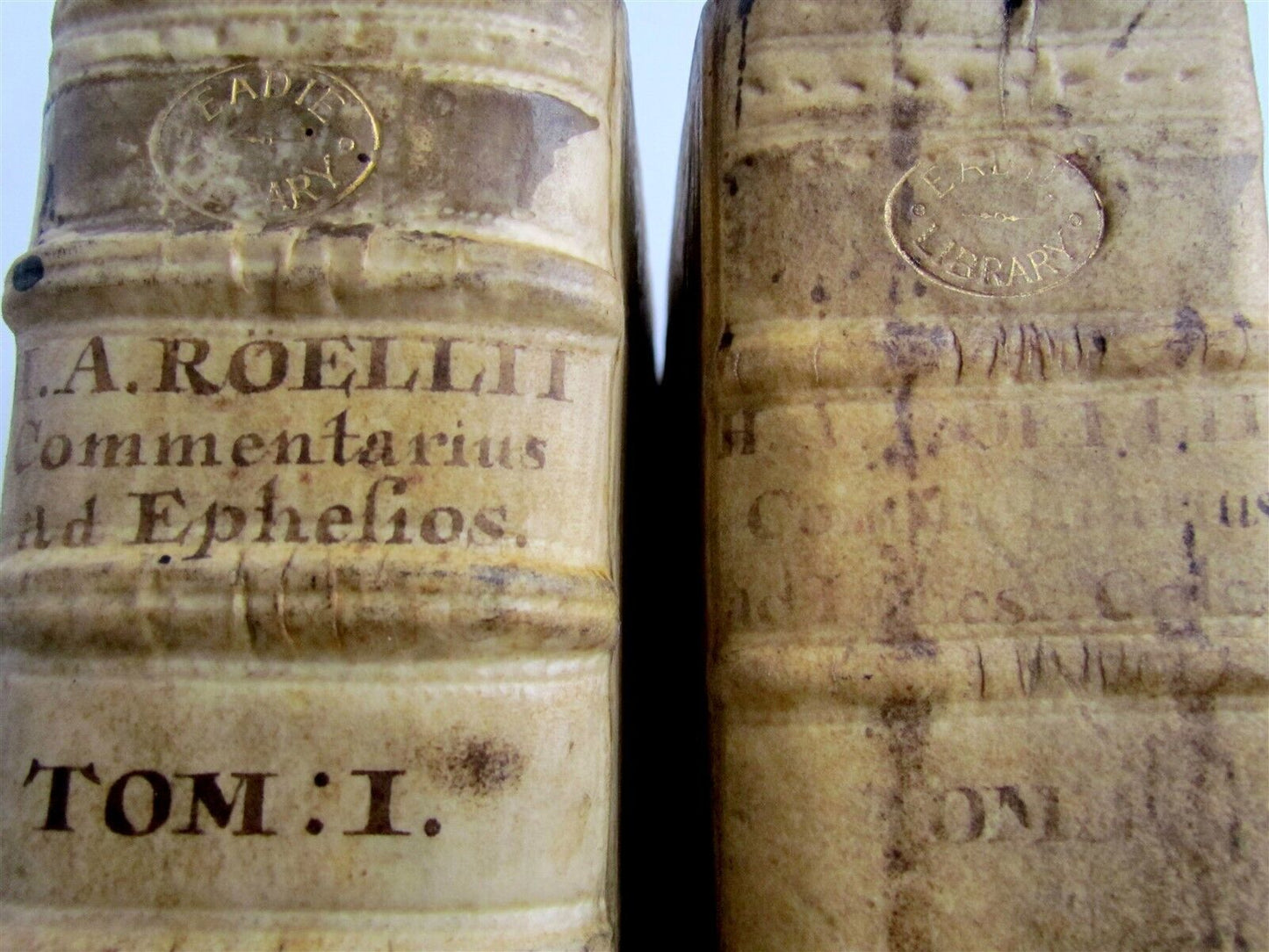 1715-1731 2 VOLUMES Commentarius in Epistolae ad Ephesios antique VELLUM Latin