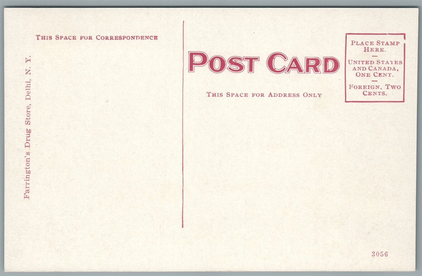 DELHI NY AND ROUND TOP FROM NORTH ANTIQUE POSTCARD