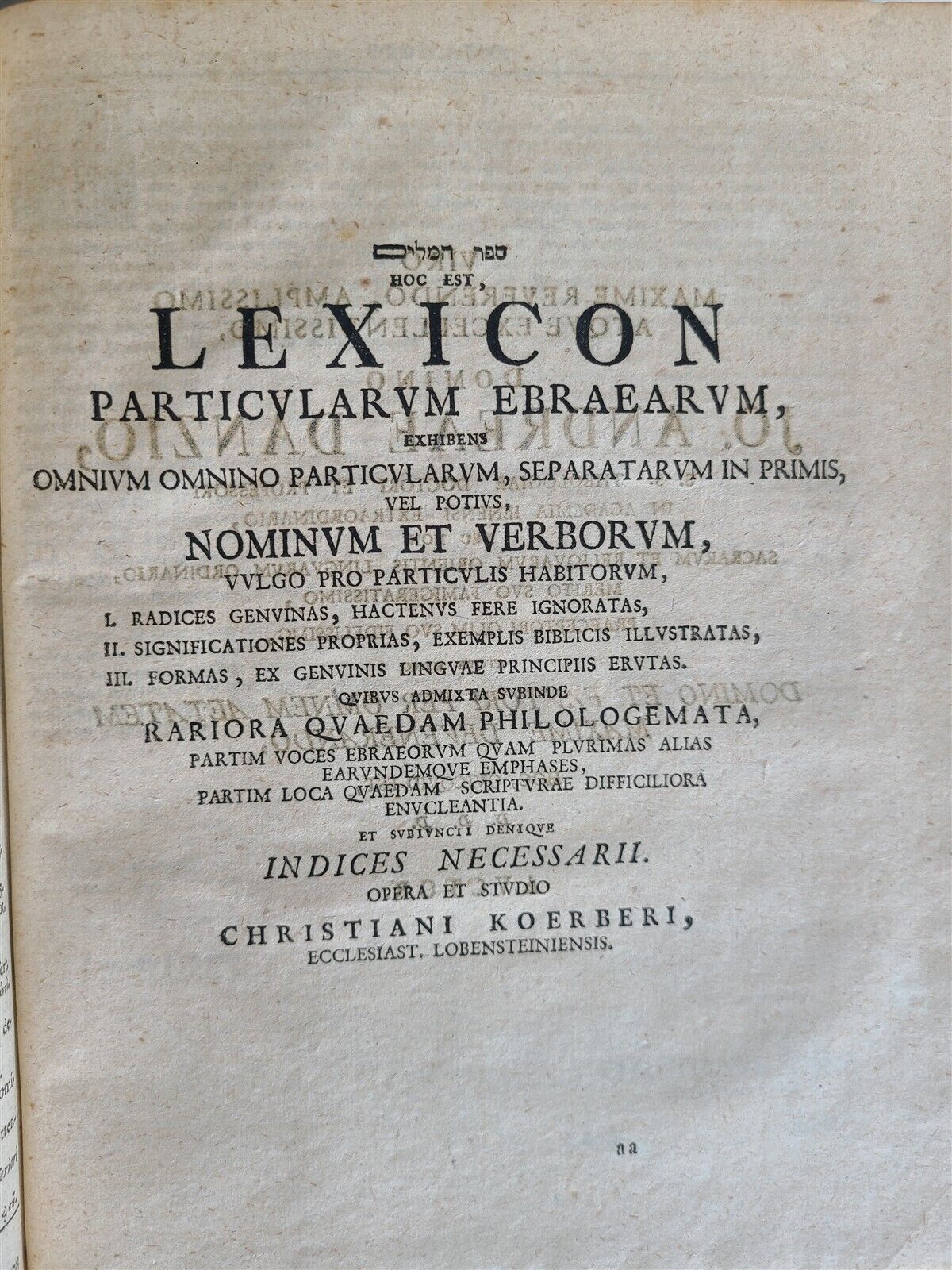 1734 BIBLE HEBREW CONCORDANCE antique VELLUM BOUND Judaica